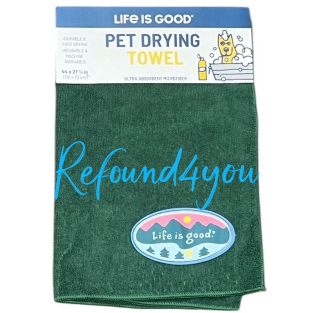 Life is good - 2/$28 - ‘Mountains - green’ pet drying towel. NWT.